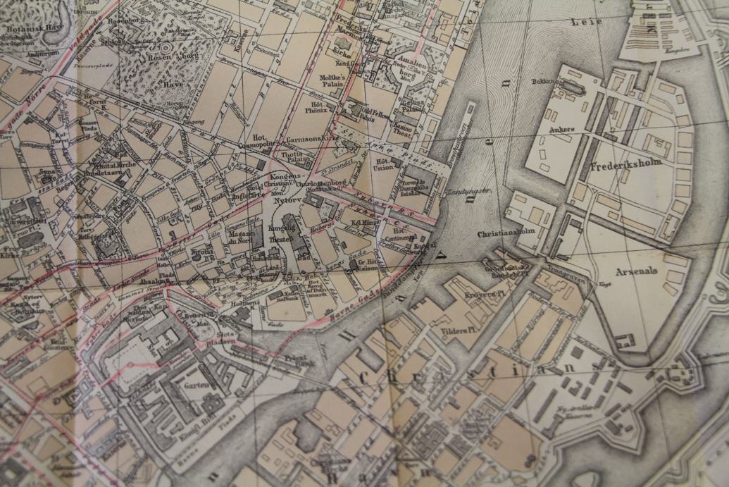 Zoomed in image of a historic map of Copenhagen.