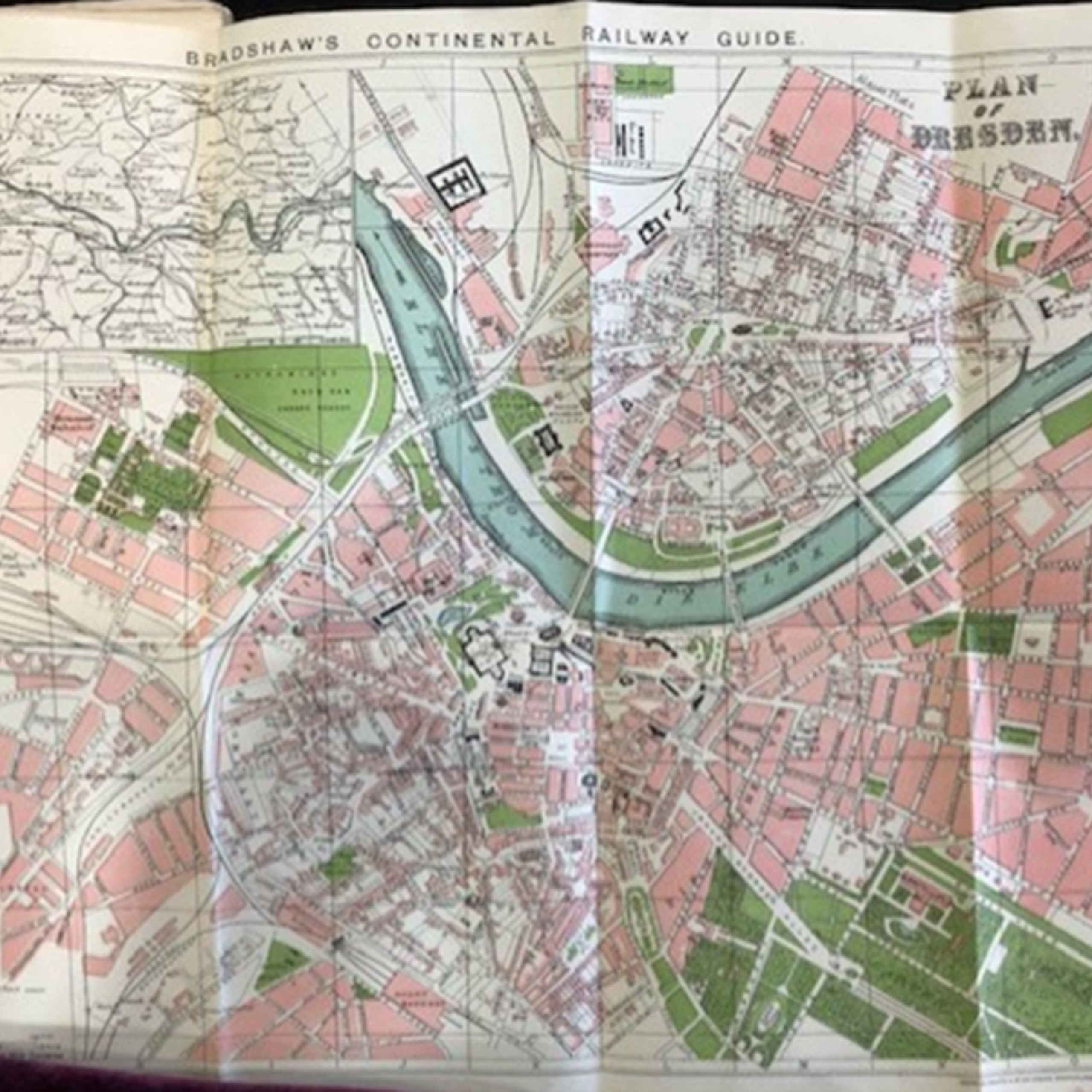 Image of a historic map of Dresden.