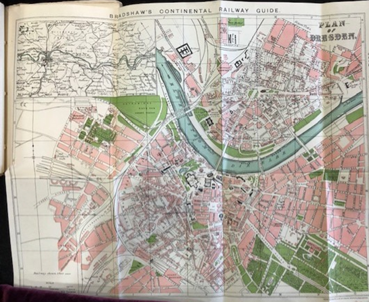 Image of a historic map of Dresden.