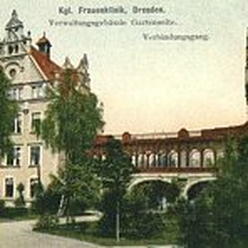 Municipal Women’s Clinic (Staatliche Frauenklinik), Dresden–postcard from the early 1900s. Web source.